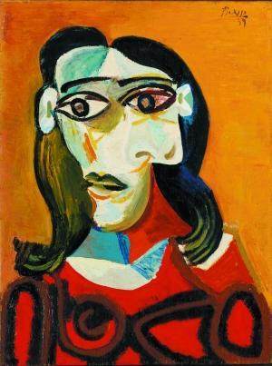 毕加索为情人画的《年轻的黑发女人（朵拉・玛尔）》。